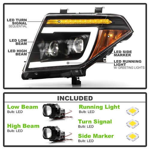 For 2005-2008 Nissan Frontier LED Greeting Animation Dual LED Module Headlights - Picture 4 of 11