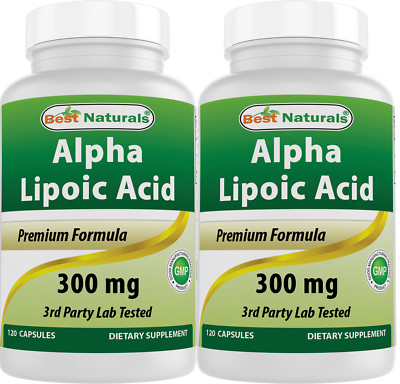 2 Pack Best Naturals Alpha Lipoic Acid 300 mg 120 Capsules antioxidant