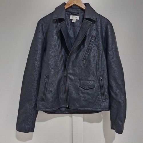 Reaction Kenneth Cole Women's Black Faux Leather Jacket Size S Small Oversized - Picture 2 of 11