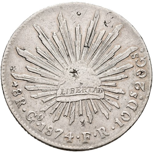 ► MEXIKO • 1874 ☆ 8 REALES GUANAJUATO (FR) · SILBER • FREEDOM ☆ KM#377.8 ☆C9935 - Bild 1 von 4