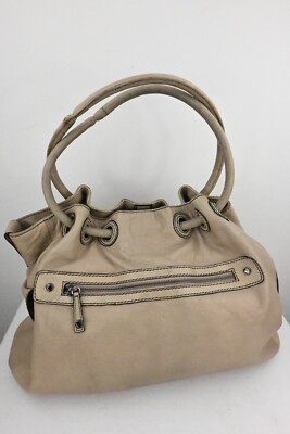Oroton double handle slouch large bag in putty with black contrast stitching eBay
