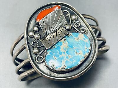 Important Vintage Native American Navajo Easter Blue Turquoise Sterling Silver Bracelet Important Vintage Native American Navajo Easter Blue Turquoise Sterling Silver Bracelet