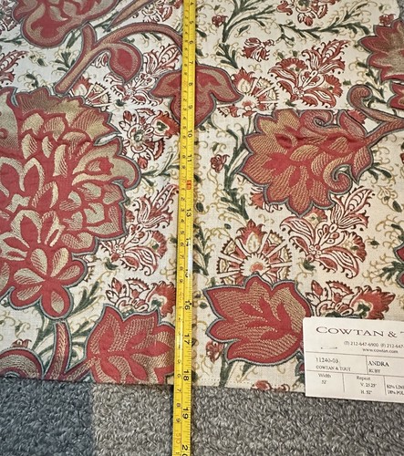 Cowtan Tout Fabric Sample 16.5” x 18” Andra Ruby Red Green Floral Bloom Crafts - Picture 7 of 24
