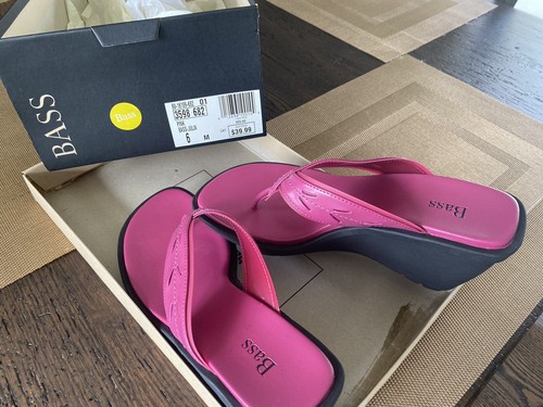 Bass Julia Pink Wedge Thong Sandals Women's size 6 - Picture 2 of 3