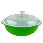 Vintage Pyrex Kelly Green Casserole Dish Round 2 Qt With Lid #024 USA 1970s 9"