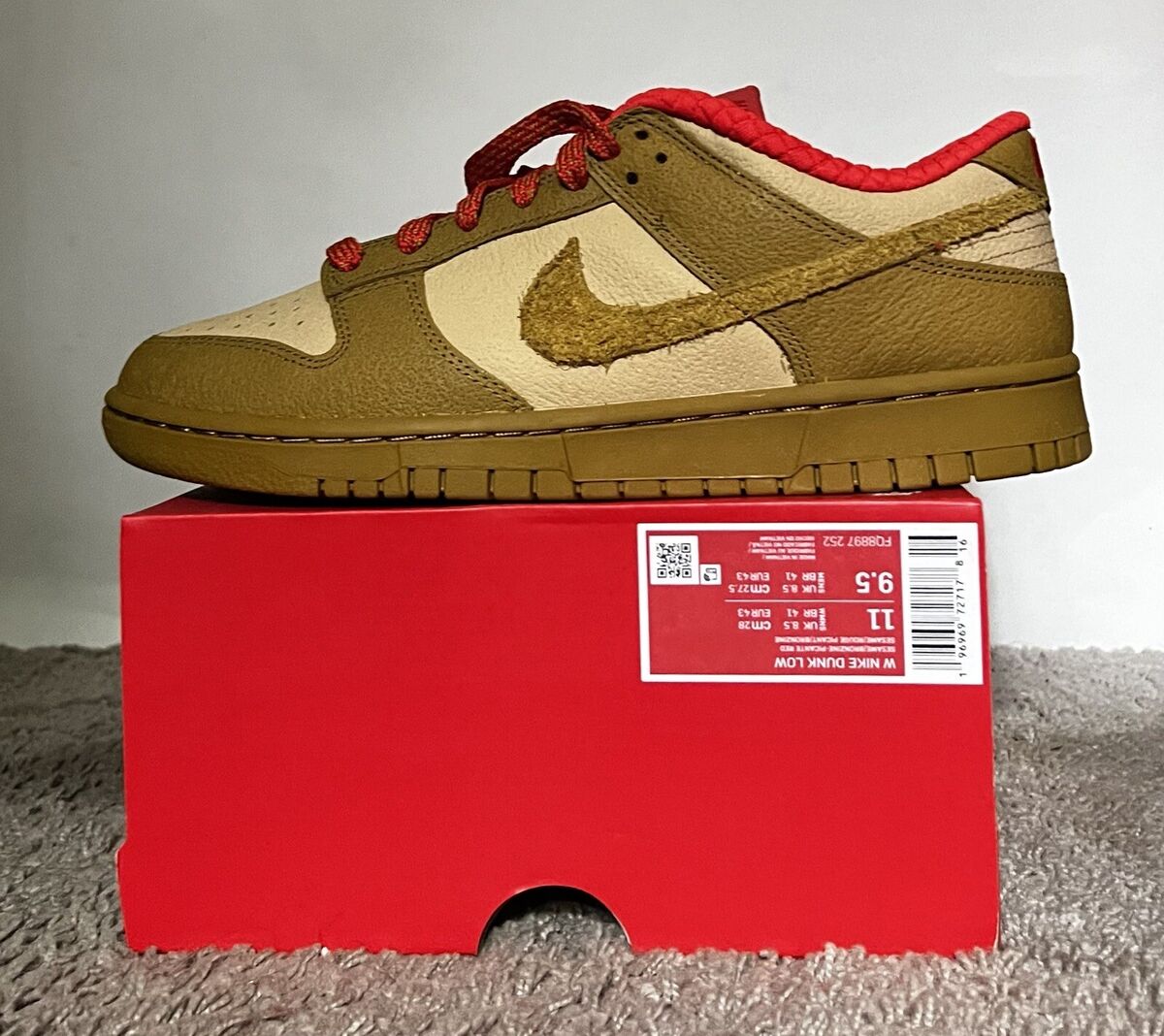 Size 9.5M/11W- Nike Dunk Low Bronzine Picante Red Brown Mustard NBY FQ8897-252 Size 9.5M/11W- Nike Dunk Low Bronzine Picante Red Brown Mustard NBY FQ8897-252