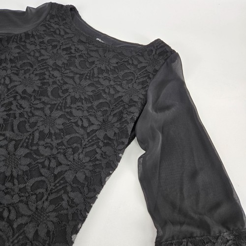 Elegant Black Lace Dress With Sheer Sleeves By RN Studio NWT - Picture 4 of 8
