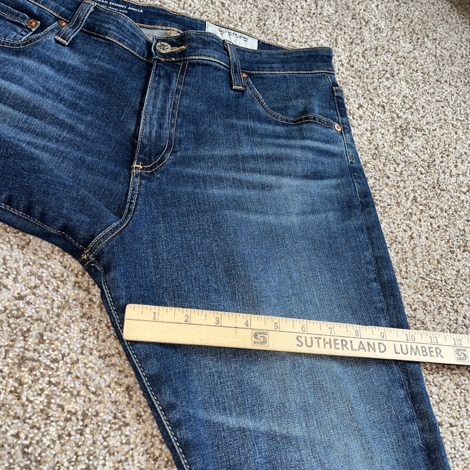 AG Adriano Goldschmeid The Farrah Skinny Ankle High Rise 32 X 28.5 Raw Hem - View 11