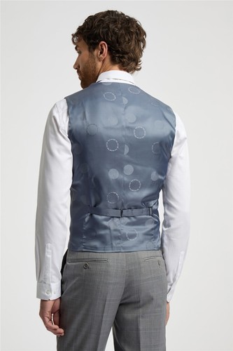 Ted Baker Wool Blend Waistcoat 44 Reg Mens Grey Soft Check Indus Slim Fit - Picture 7 of 14