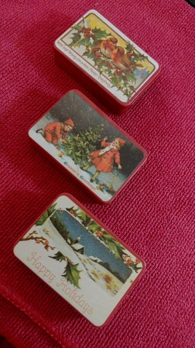 Vintage 80er 3er Set Mini viktorianische Weihnachtsfeiertag Dosen Lillian Vernon 1981 NEU - Bild 3 von 10