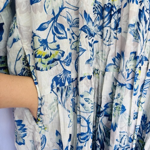 Orientique Dress Size 18 XL Organic Cotton Rhodes Midi Blue Floral BNWT - Picture 4 of 13