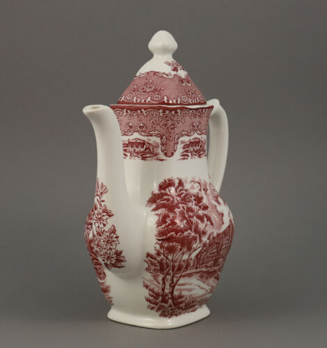 Kaffeeservice 6P. "English Country Inns" von Grindley kanne teller tasse rot - Bild 3 von 10