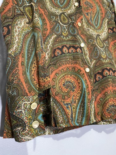 Vintage 60s Paisley Western Shirt Pearl Hippie Boho Rockabilly Sheer S/M - Picture 4 of 11