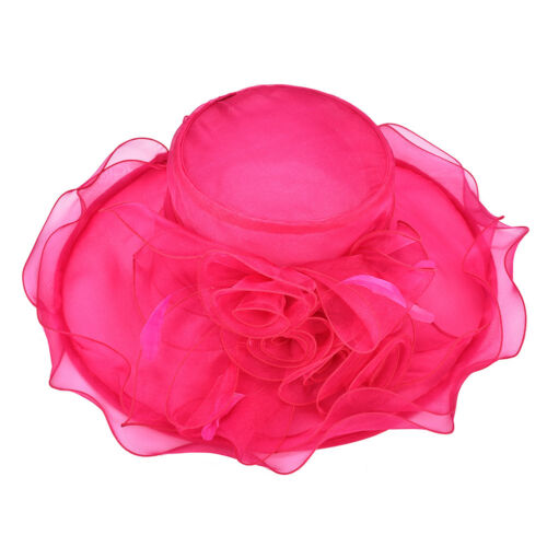 Organza Flower Kentucky Derby Damen-Sonnenhut breite Krempe formell Party Strand A341 - Bild 15 von 125