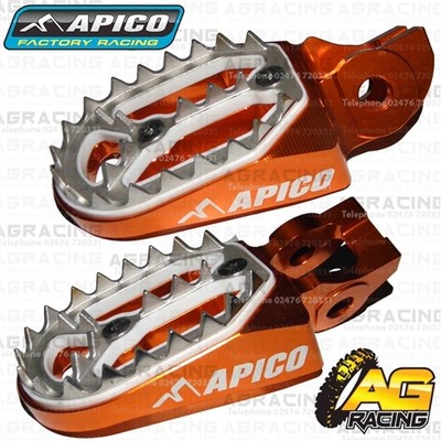Apico Pro Bite Titanium Grey Wide Footpegs For Husqvarna TC 65 2018 MotoX Enduro