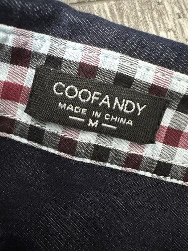 Coofandy Men’s Charcoal Long Sleeve Button Contrast Collar Flip Cuff Dark Denim - Bild 2 von 6