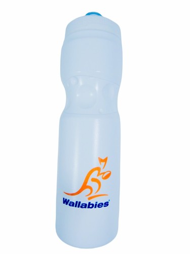 Wallabies Rugby Union White Plastic Water Bottle - 800ml - 25cm x 7cm - Bild 1 von 3