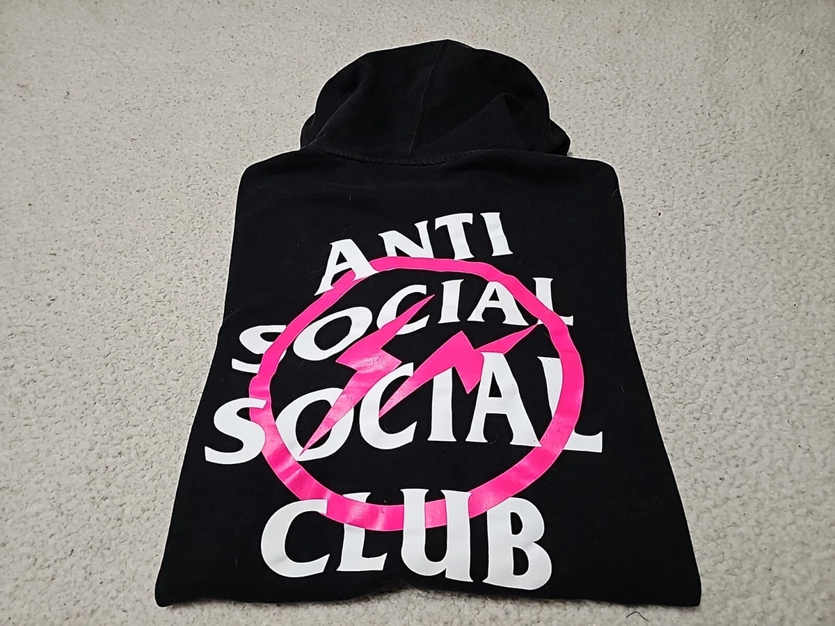 Anti Social Social Club x Fragment Pink Bolt Black Hoodie Sweatshirt Size  Small | eBay