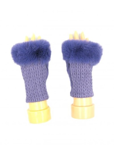 Damen Mädchen klassische Strickmuster fingerlose Kunstfellhandschuhe mit Stichen - Bild 11 von 13