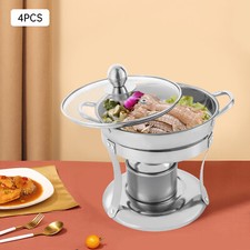 Chafing Dish Buffet Set Stainless Steel Food Warmer Chafer Complete Set Round 4x