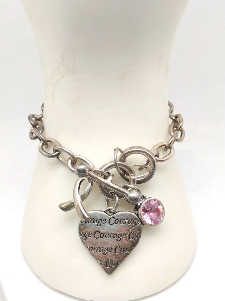 Pulsera Tenis 7" Diseño Premier Firmado Tono Plata Dije Joyería Regalo Foto 2 de 3