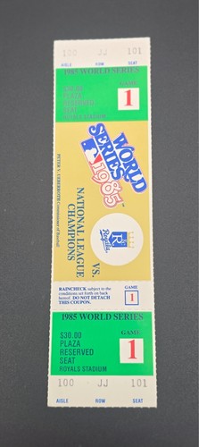 1985 World Series FULL Ticket Unused GAME 1 Royals Cardinals 100 JJ 101 - Picture 1 of 2