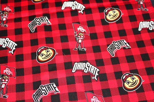 Ohio State Fabric Lot 4.5 YARDS Plaid Red & Black Logo Football Crafts - Picture 4 of 6