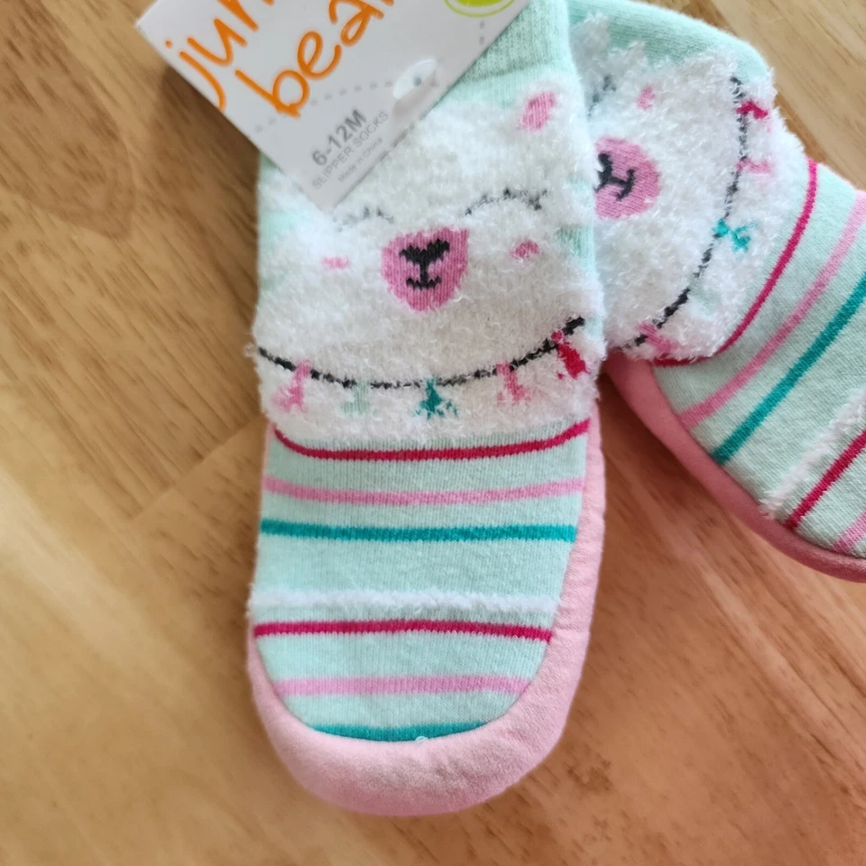 Новый Jumping Beans Llama тапочки носки тапочки ребенка ясельного возраста девочки 3-4 размер 6-12 М - Изображение 3 из 4