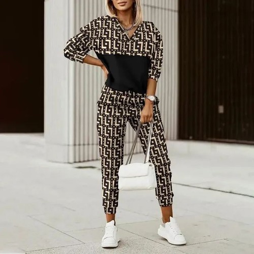 Women Tracksuit Casual Pants Tops 2pcs Set Long Sleeve Suit Fashion Leisure Us L - Picture 18 of 18