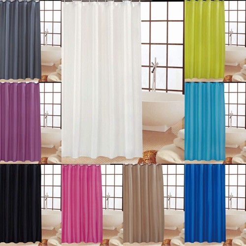 Polyester Mould And Mildew Resistant Shower Bath Curtain with Matching Hooks - Picture 6 of 38
