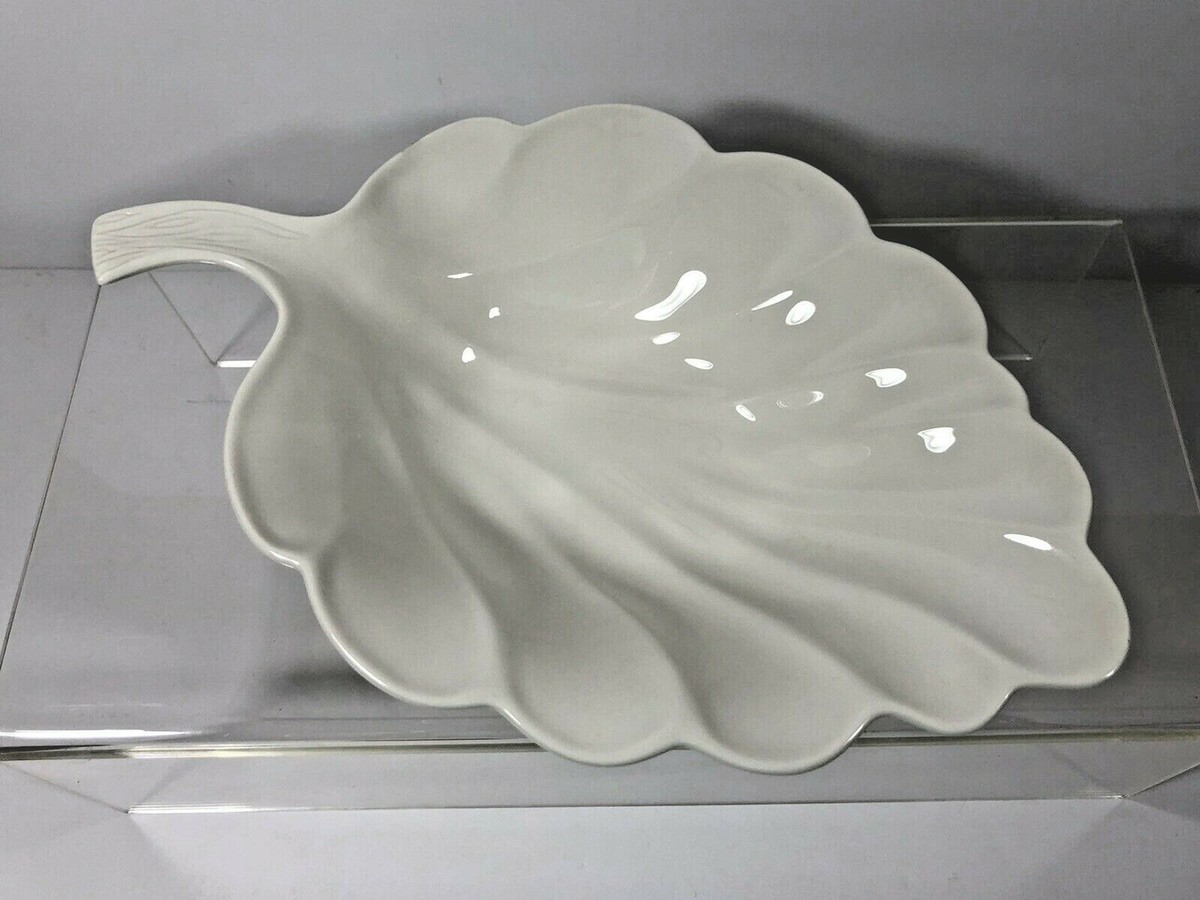 Martha Stewart Collection Macy's LEAF Design Dish Bowl Whiteware Candy Dish  10in