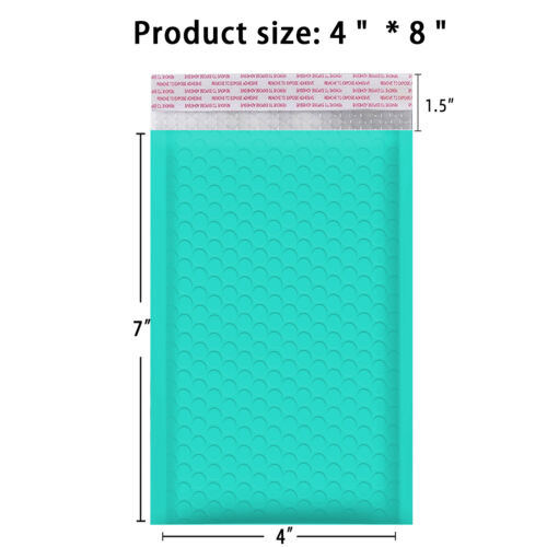 #000 4x8 (4x7) Poly Bubble Mailers Padded Envelope Shipping Bag TEAL 5-1000 Pcs - Picture 2 of 14