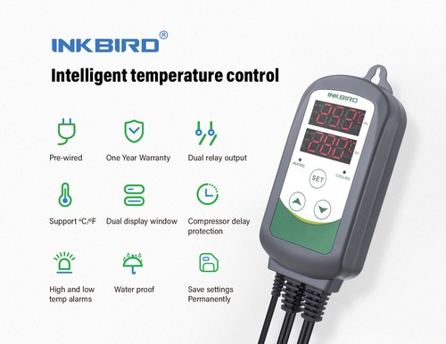 Inkbird Digitale 220V Temperaturregler Thermostat Sonde Heizen Kühlen 10A Brauen - Bild 12 von 34