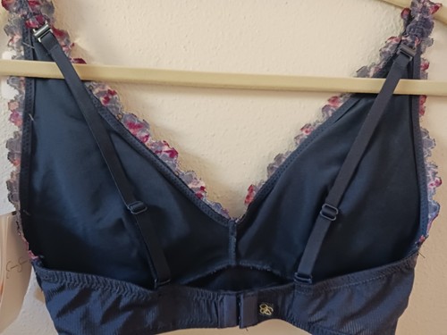 Jessica Simpson Sz Small Bralette w Removable Pads Dark Teal & Mauve Floral Pret - Picture 5 of 9