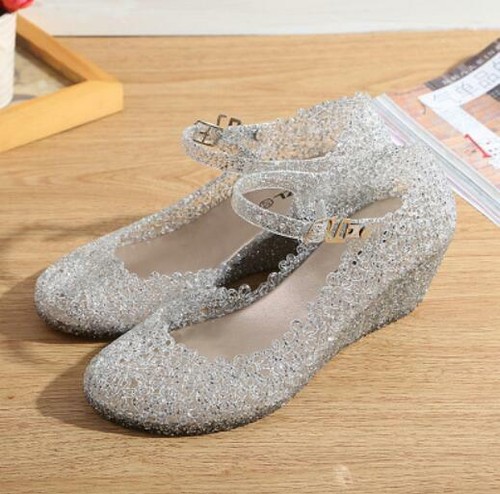 Lo último Zapatos de Cuña de Playa Tacones Altos Mujer Correa al Tobillo Sandalias Zapatillas Zapatos de Jalea - Imagen 13 de 15