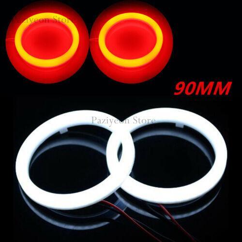 2pcs 90mm DRL COB LED Angel Eyes Halo Ring Fog Headlight Lamp Light Red - Picture 1 of 7