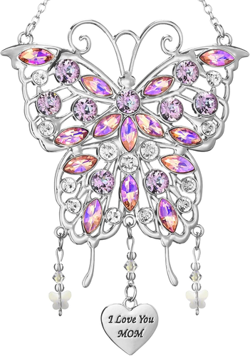 Mother'S Day Rhinestones Butterfly Window Decor Wind Chime Hanging Ornament for - Picture 9 of 12