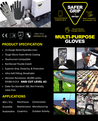 Guantes de carpintería y carpintería - A3 resistentes a cortes con pantalla táctil (paquete de 12) - Imagen 3 de 9
