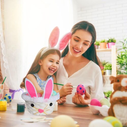 4 Pcs Easter Bunny Woven Basket with 5 Colors Easter Grass Raffia Paper Fille... - Picture 4 of 7