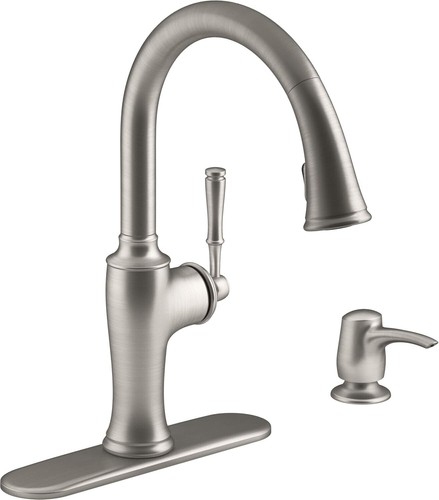 KOHLER Cardale Vibrant Stainless Finish Pull-Down Kitchen Faucet R72247-SD-VS - Picture 1 of 8