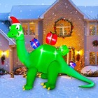 10.8 FT Christmas Inflatable Dinosaur LED Light-Up Yard Decoration