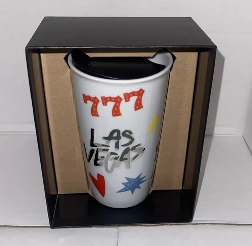 2018 Brandneu Starbucks Las Vegas Keramik 777 Becher Reisebecher mit Box 10 Unzen - Bild 1 von 8