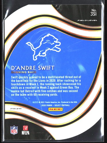 Panini Select #351 D'Andre Swift 2020 granate Prizm troquelado - Imagen 2 de 2