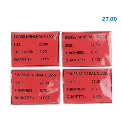 12 Pcs Watch Glass Crystal Swiss Made Size 27.00 MM Thickness Is 0.70MM - Picture 1 of 2
