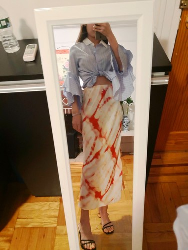 Jonathan Simkhai Blue&white Ruffle-sleeve Blue Striped Oxford Button-down Shirt - Bild 4 von 5