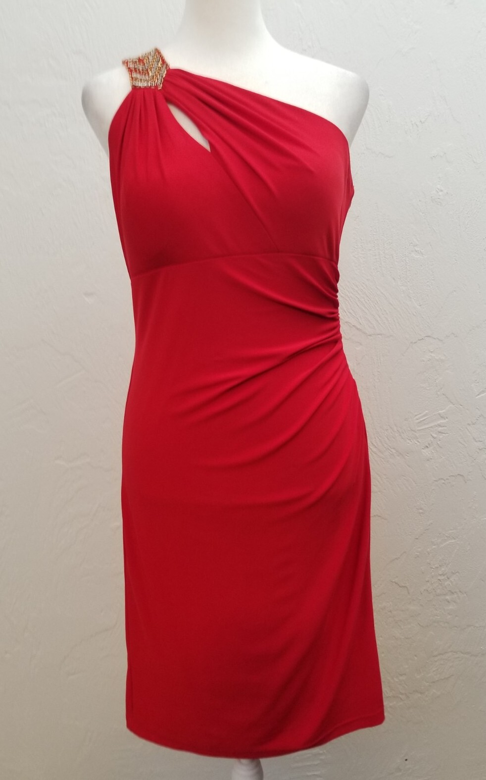 CACHE SIZE 6 RED ONE SHOULDER SEQUINED BODYCON CO… - image 1