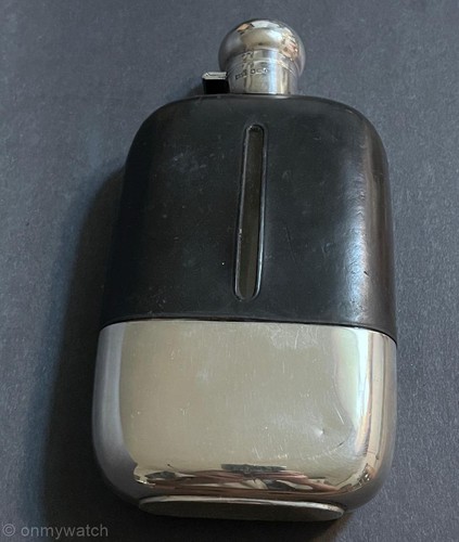 GORHAM Antiguo 1897 PLATA ESTERLINA Frasco Taza CUERO LAGARTO 1/2 Pinta Botella de Vidrio - Imagen 23 de 24