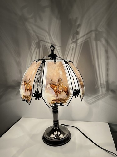 Vintage OK Lighting Table Lamp Native American Indian Chief Horse - Picture 1 of 23