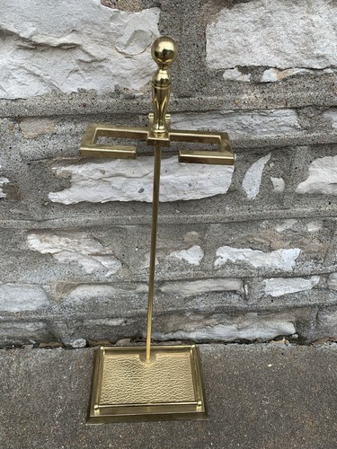 Vintage Brass Fireplace Tool Set 4 Piece & Stand MCM Mid-Century Modern Decor - Picture 3 of 10
