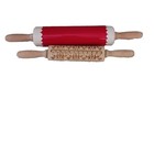 Red Embossing Rolling Pin Rolling Pins for Baking and Cake Decorating